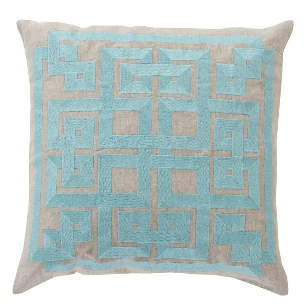 Set Of Two Greek Key Print Pillows 21x21